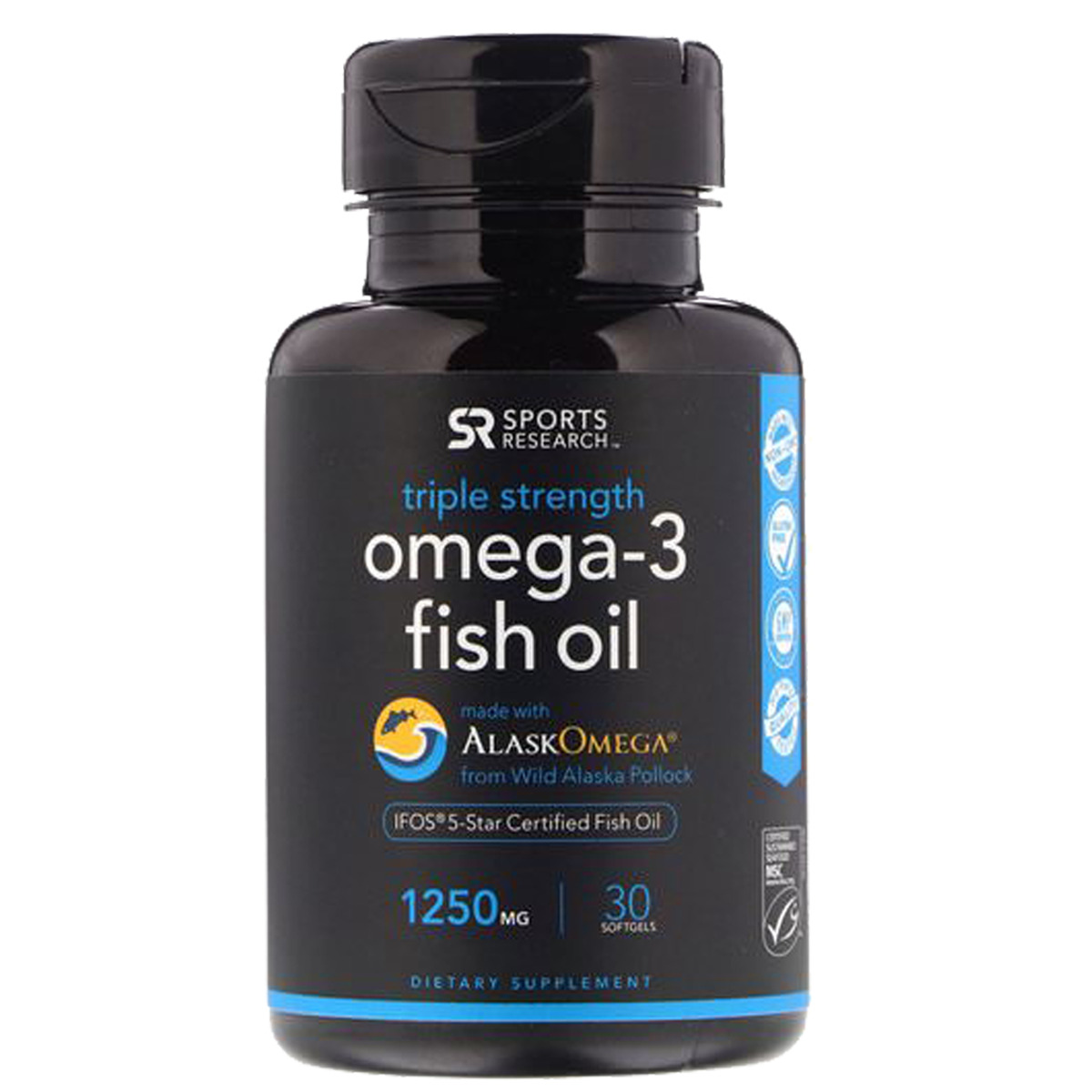 Sports Research Omega 3 Fish Oil Triple Strength 1 250 Mg 30