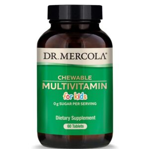 Dr. Mercola Chewable Multivitamin for Kids Dietary Supplement, 30 Servings (60 Tablets), Supports Overall Health, Non GMO, Soy Free, Gluten Free, 0g Sugar